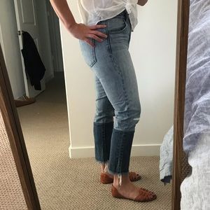Lucky boyfriend jeans w patchwork legs,